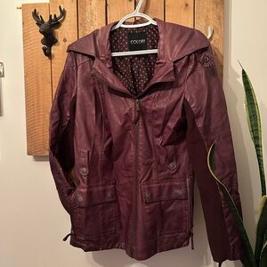 Women's Burgundy Leather Jacket